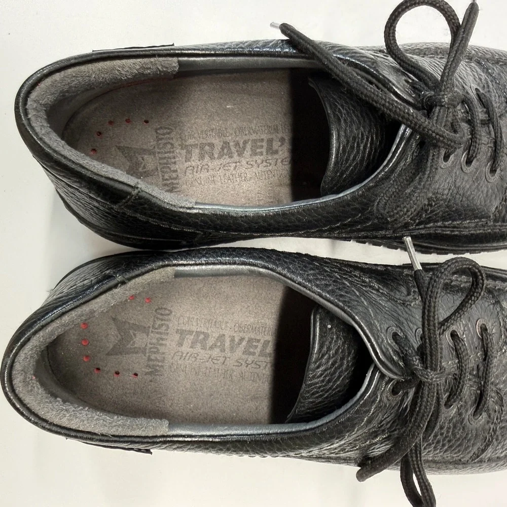 Mephisto Trampolins Shoes Mens 11.5 Black Pebble Grain Leather Comfort